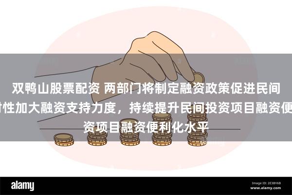 双鸭山股票配资 两部门将制定融资政策促进民间投资 针对性加大融资支持力度，持续提升民间投资项目融资便利化水平