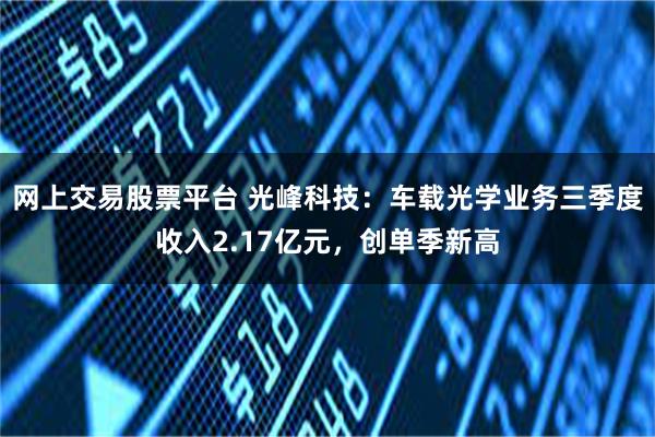 网上交易股票平台 光峰科技：车载光学业务三季度收入2.17亿元，创单季新高