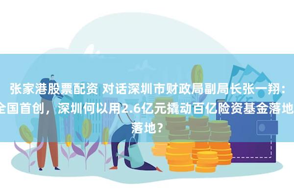 张家港股票配资 对话深圳市财政局副局长张一翔：全国首创，深圳何以用2.6亿元撬动百亿险资基金落地？